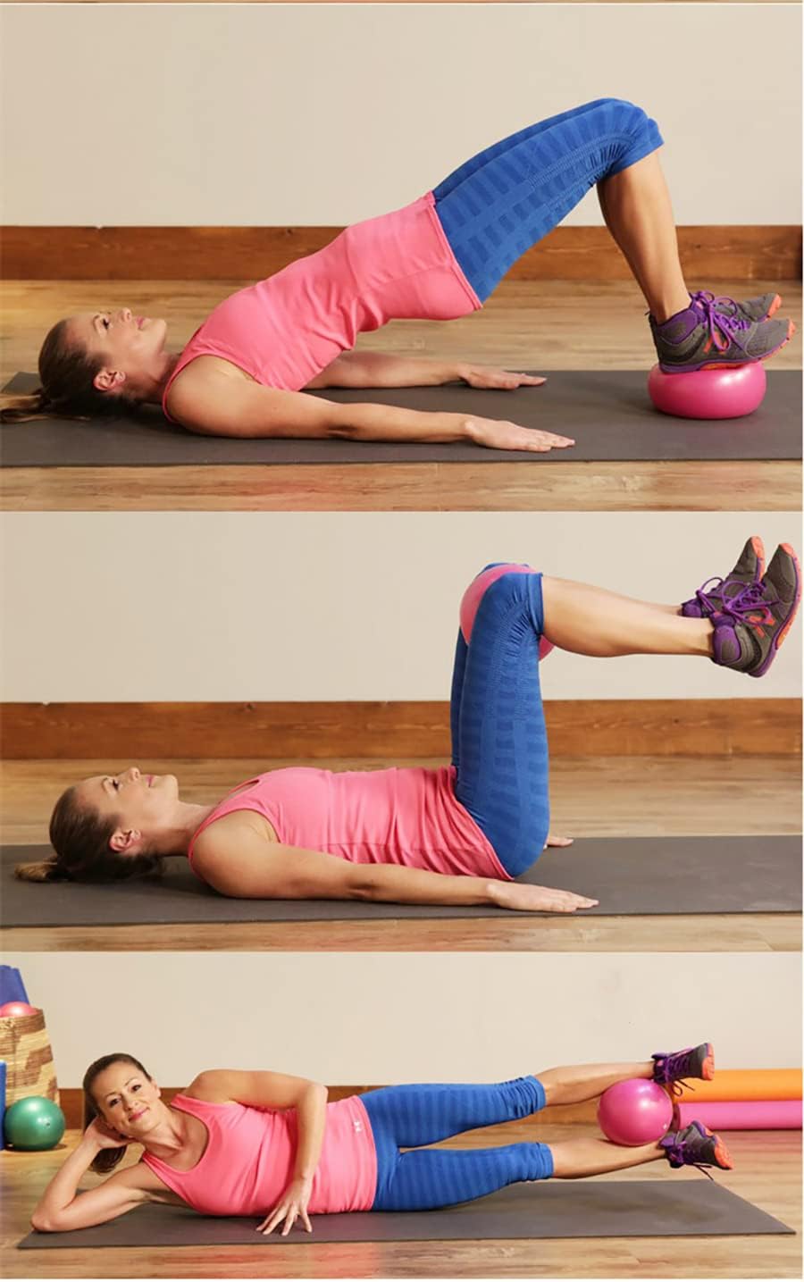 Pilates Ball, 9 Inch Small Exercise Mini Soft Workout Yoga Ball with Exercise Guide, for Home Gym Yoga, Pilates, Core Training, Workout, Balance, Stability