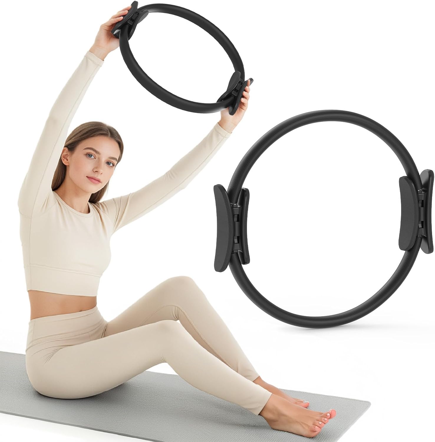 Pilates Ring Fitness Circle for Women, Pilates Equipment – 14.5" Home Magic Exercise Workout, Better me Pilates Essentials Starter Set for Beginners Toning Shape Full Body