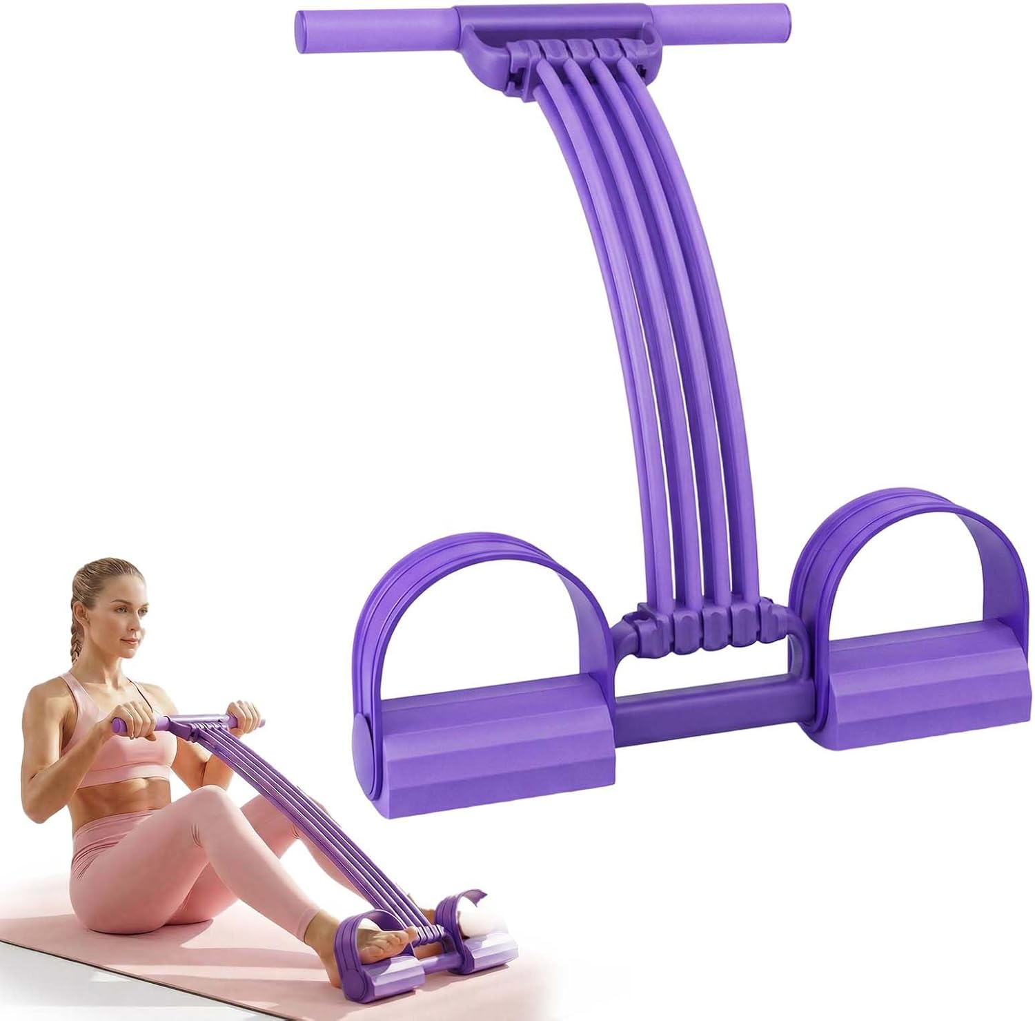 Pedal Resistance Bands with Handles, 2026 Upgrade Multifunction Tension Rope, Elastic Yoga Resistance Band, Home Exercise Equipment for Full Body Workout