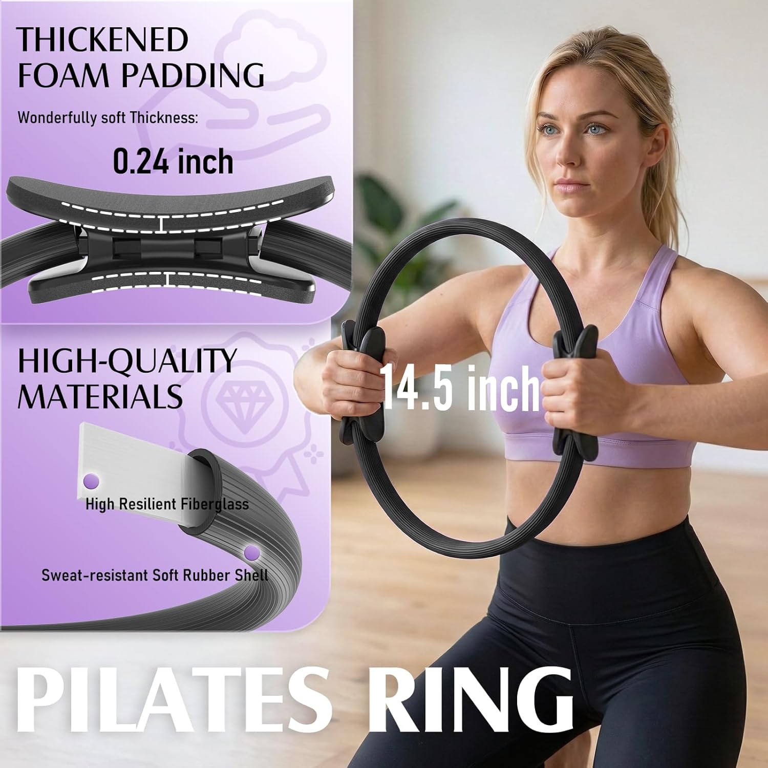 Pilates Ring Fitness Circle for Women, Pilates Equipment – 14.5" Home Magic Exercise Workout, Better me Pilates Essentials Starter Set for Beginners Toning Shape Full Body