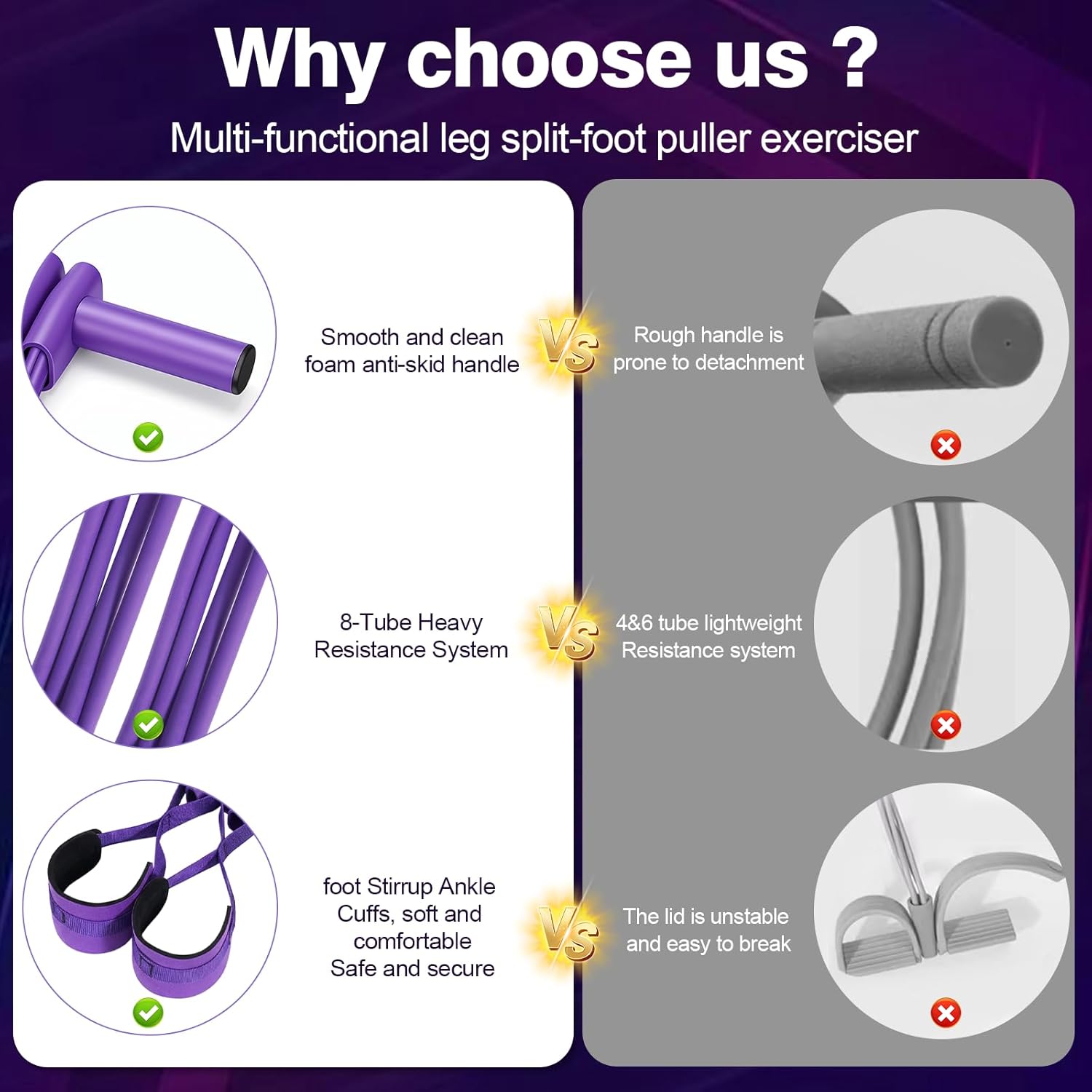 Resistance Bands with Handles, 8-Tube Multifunctional Exercise Bands for Full Body Workout, Strength Training Bands for Arms, Legs, Abs & Home Gym