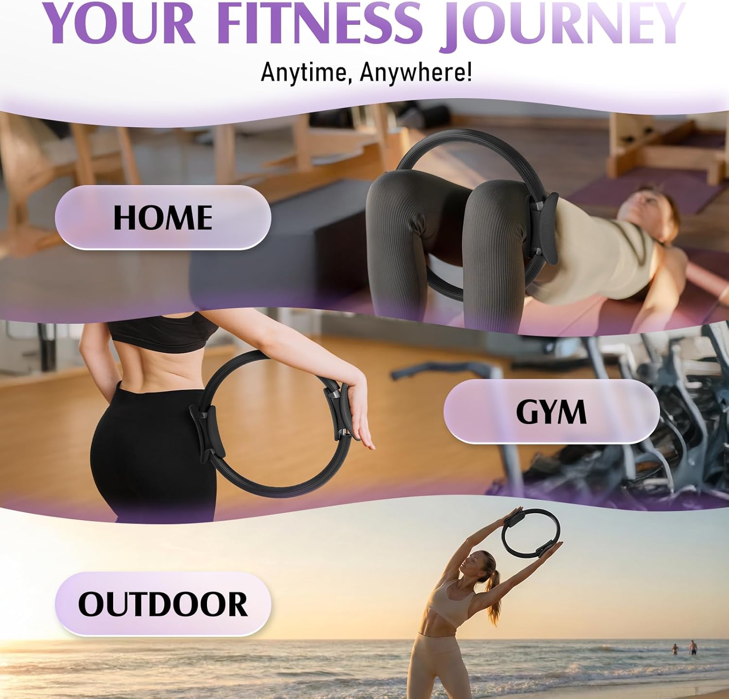 Pilates Ring Fitness Circle for Women, Pilates Equipment – 14.5" Home Magic Exercise Workout, Better me Pilates Essentials Starter Set for Beginners Toning Shape Full Body