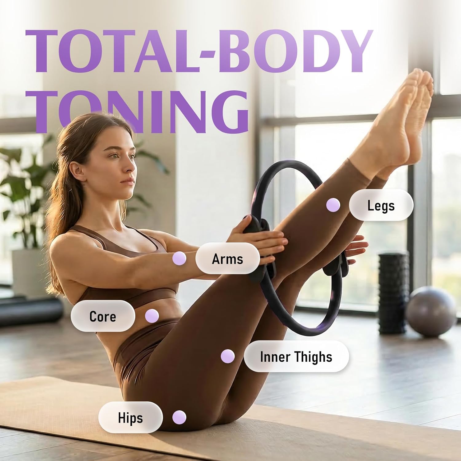 Pilates Ring Fitness Circle for Women, Pilates Equipment – 14.5" Home Magic Exercise Workout, Better me Pilates Essentials Starter Set for Beginners Toning Shape Full Body