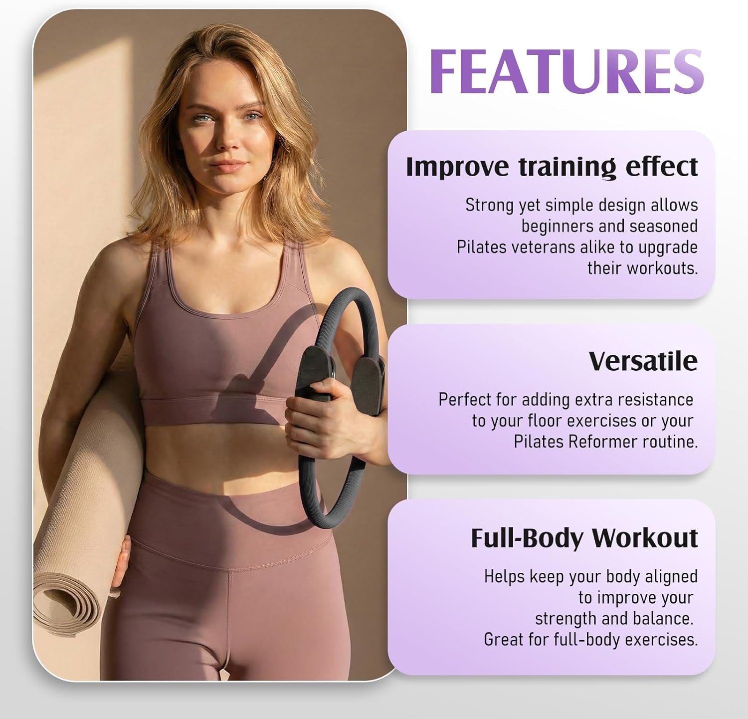 Pilates Ring Fitness Circle for Women, Pilates Equipment – 14.5" Home Magic Exercise Workout, Better me Pilates Essentials Starter Set for Beginners Toning Shape Full Body