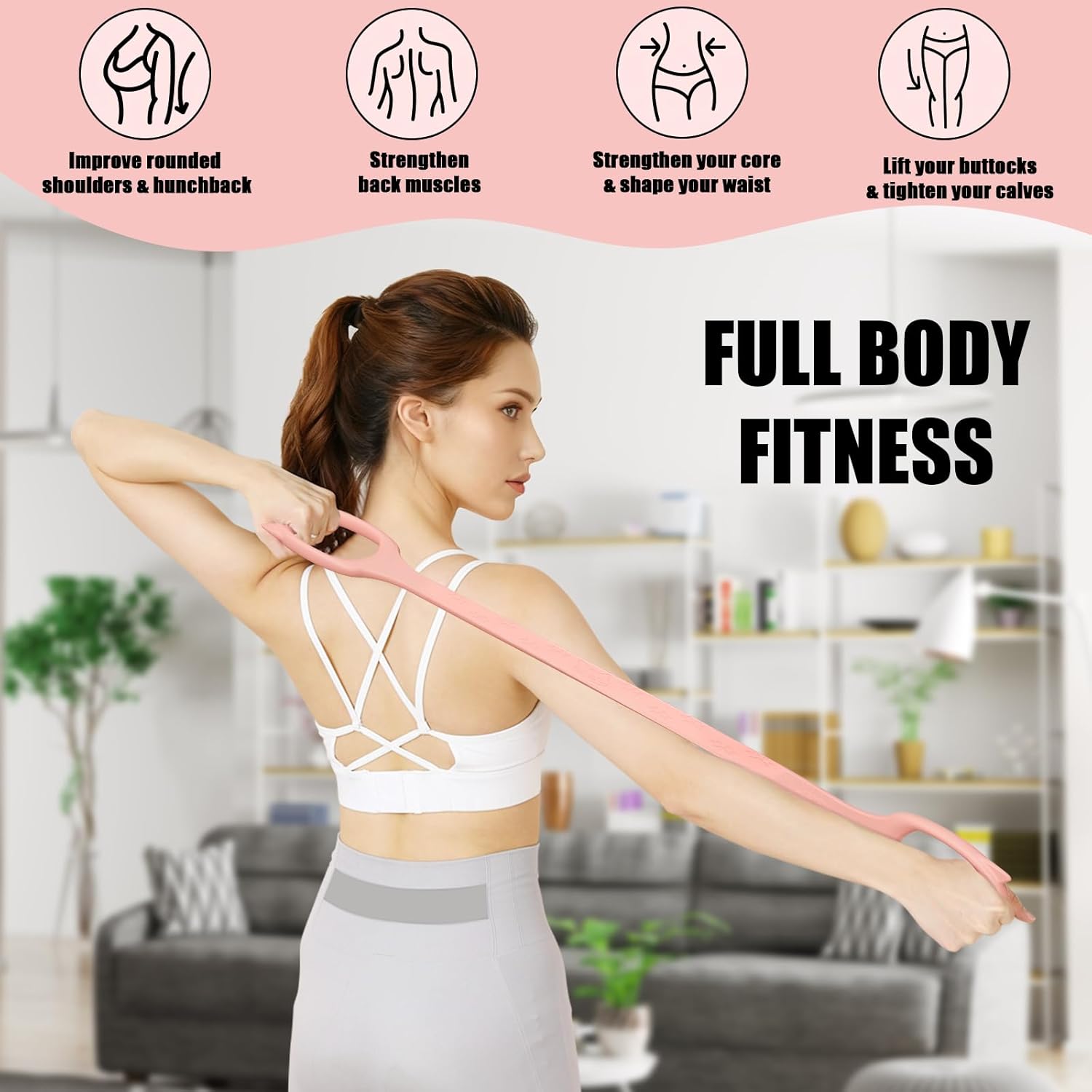 Figure 8 Resistance Bands, 8-Shaped Exercise Band for Women Arms Shoulder Back Legs Stretching Pilates Yoga
