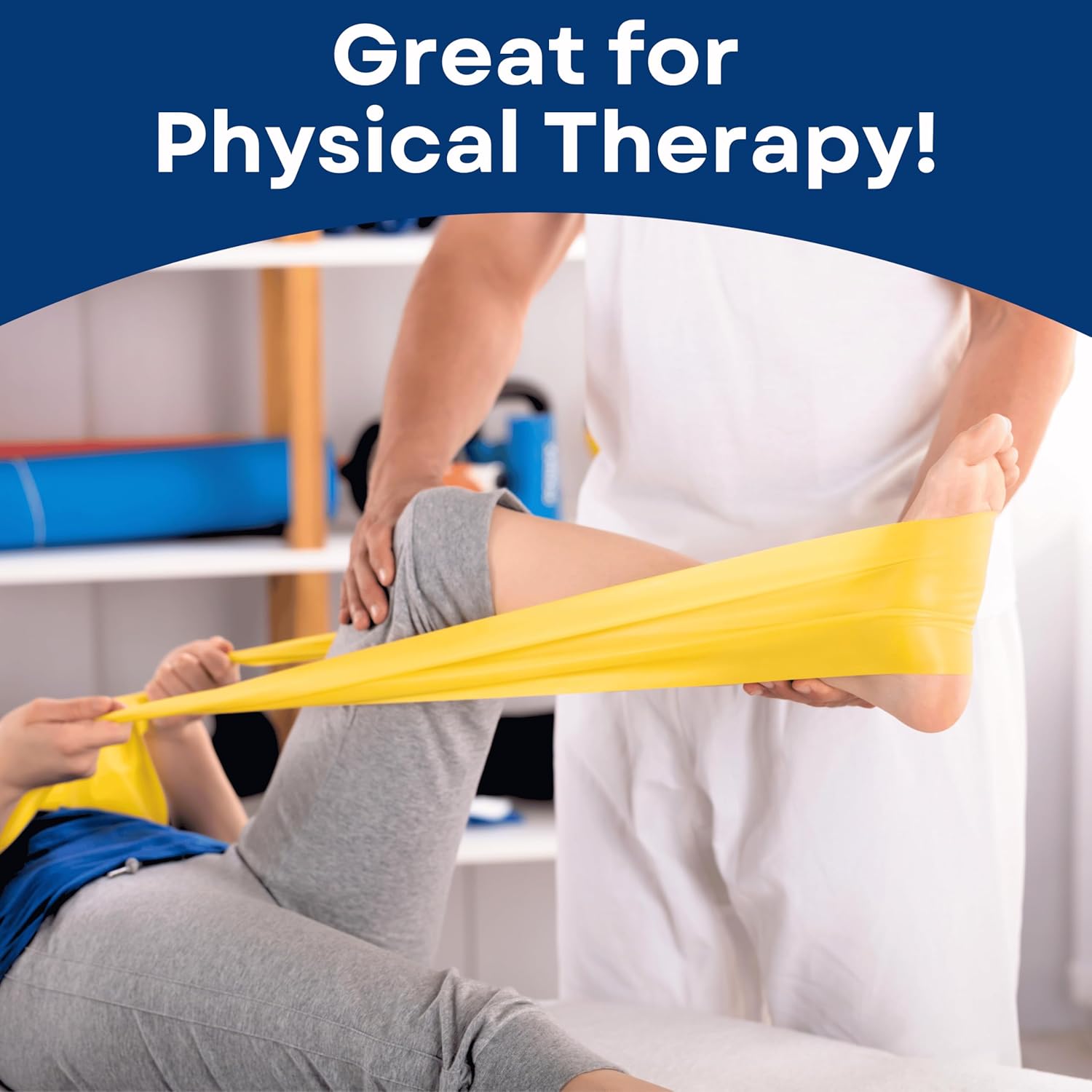 Long Resistance Bands with Instruction Guide &amp; Carry Bag - Latex Free Exercise Band for Working Out, Physical Therapy, Rehab, Stretch, Yoga &amp; Pilates, Set of 3